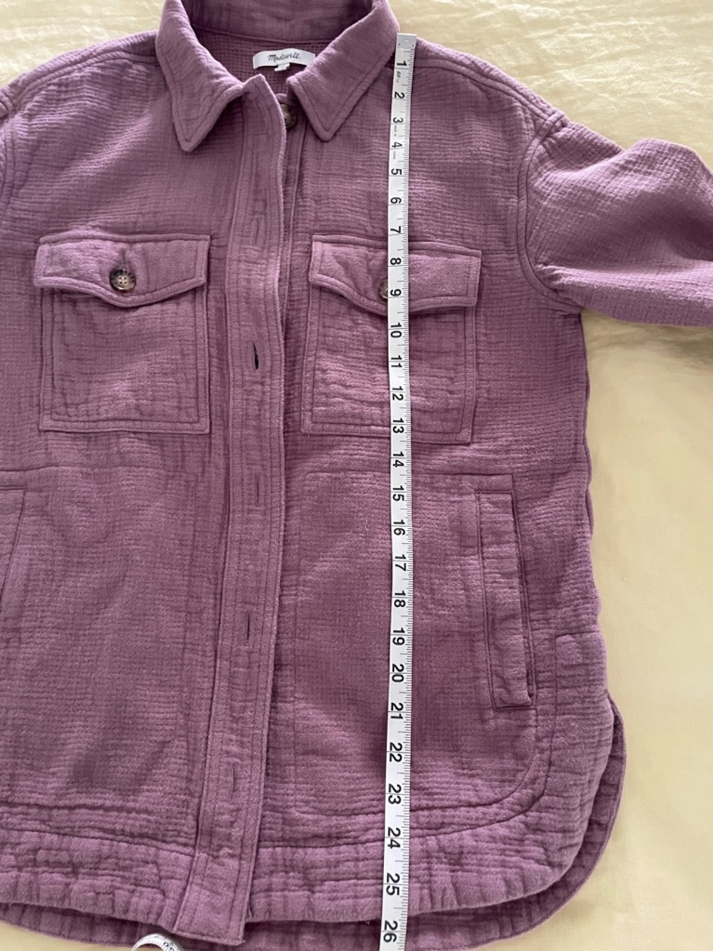 Madewell Shirt Jacket Faded Fig waffle cotton XS lightweight purple blazer - Picture 8 of 9